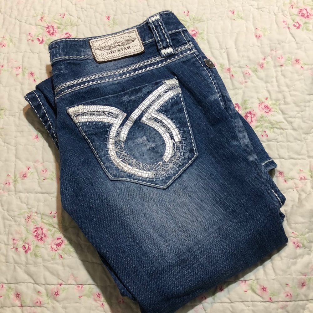 Big Star LIV Distressed Boot Cut Jeans 28L
